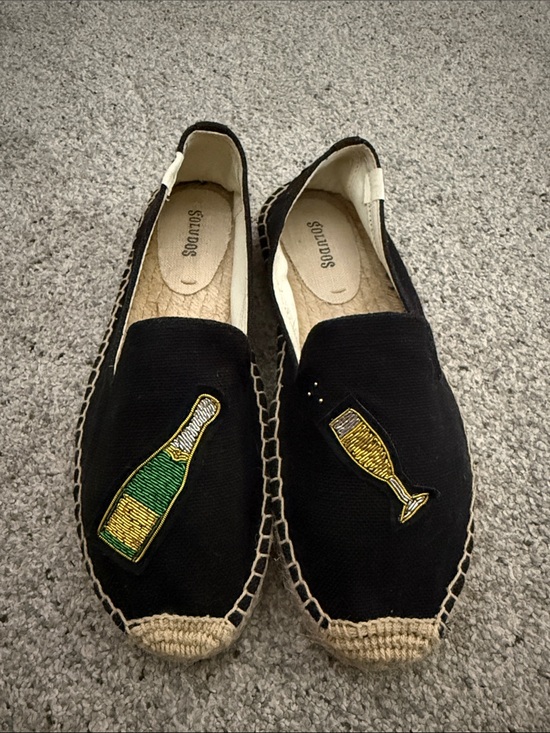 Soludos Shoes - Soludos Black Espadrilles with Champagne Bottle & Glass Embroidery